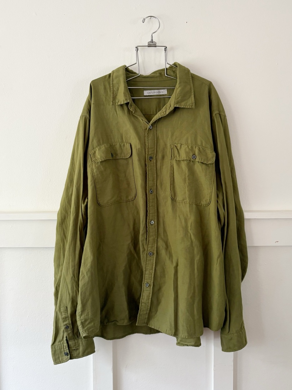 Outerknown Men's Dillon Two Pocket Flannel Shirt XXL Tan 100% Organic Cotton